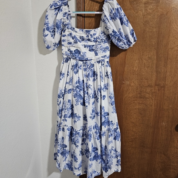Floral Blue and White Dress - Picture 3 of 3